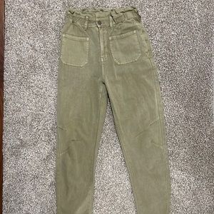 bohme Olive Green Paperbag Waist Pants